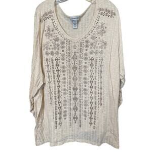0640 Catherines 4XL 30/32 Boho Ribbed Top Rayon/Poly
